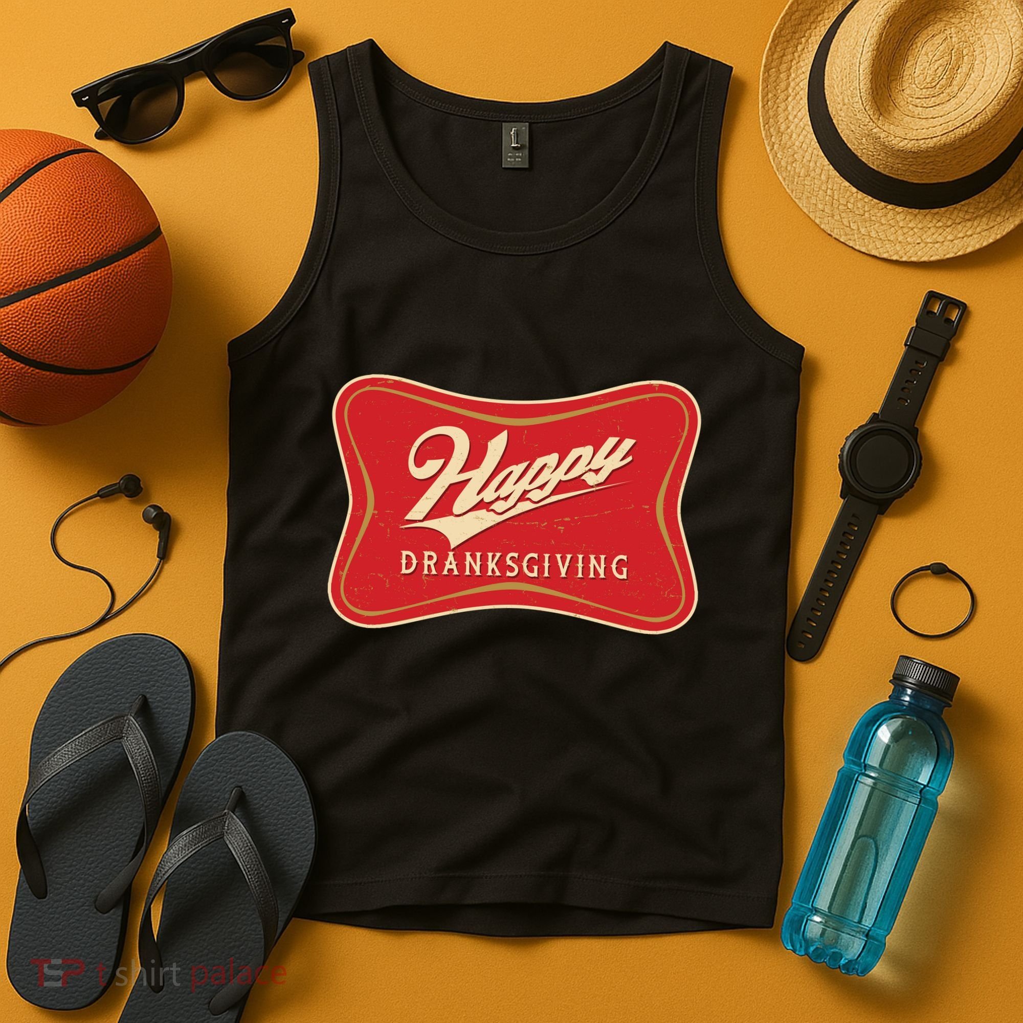 Funny Thanksgiving Happy Dranksgiving Beer Label Tank Top