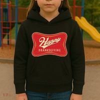 Funny Thanksgiving Happy Dranksgiving Beer Label Kids Hoodie thumb 3