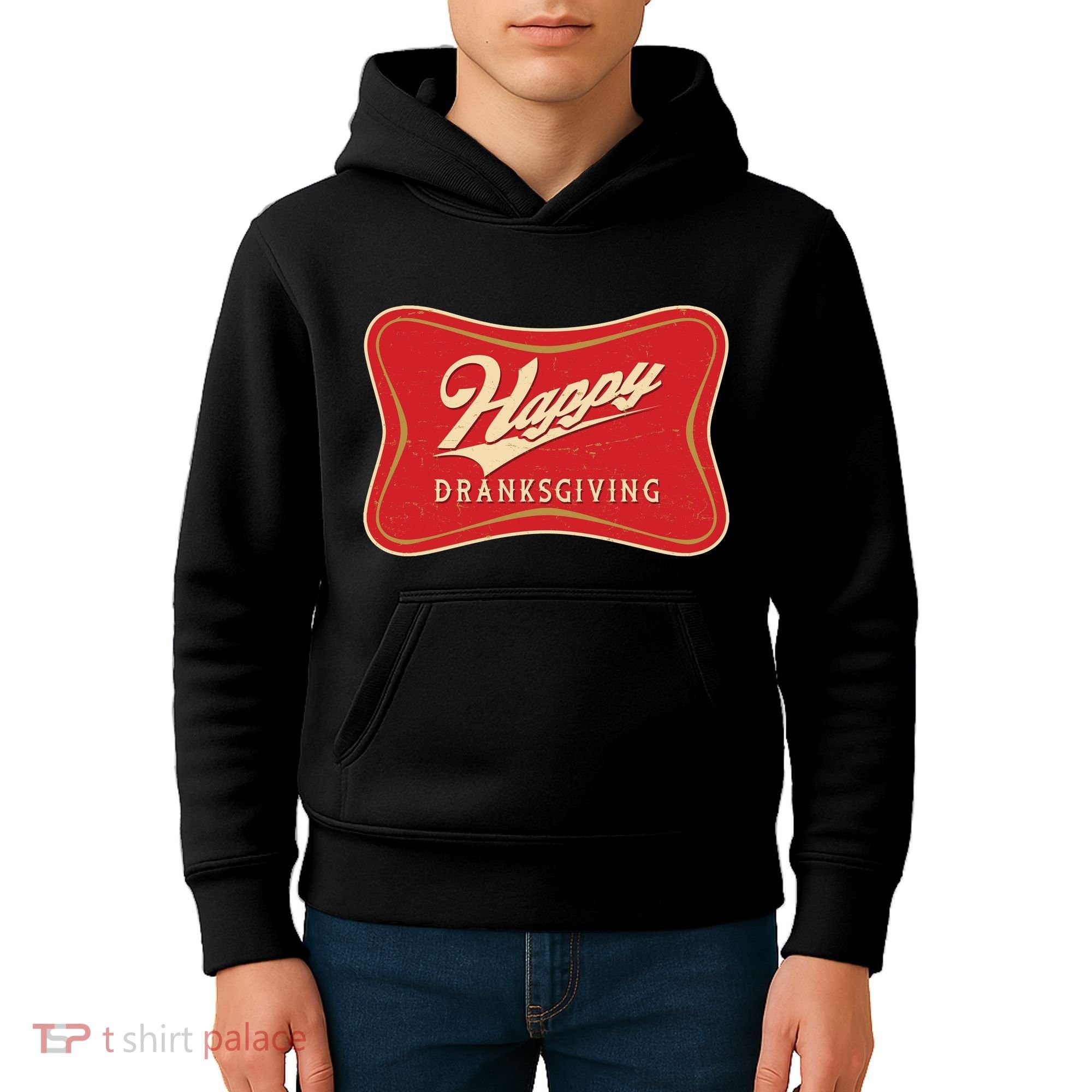 Funny Thanksgiving Happy Dranksgiving Beer Label Kids Hoodie