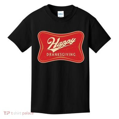 Funny Thanksgiving Happy Dranksgiving Beer Label Kids T-Shirt