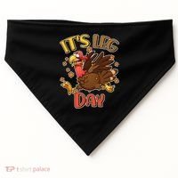 Funny Thanksgiving It's Leg Day USA-Made Doggie Bandana thumb 0