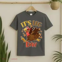 Funny Thanksgiving It's Leg Day T-Shirt thumb 2