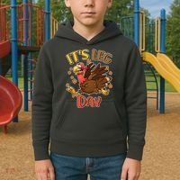 Funny Thanksgiving It's Leg Day Kids Hoodie thumb 2