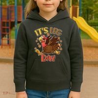 Funny Thanksgiving It's Leg Day Kids Hoodie thumb 3