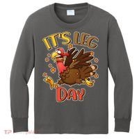 Funny Thanksgiving It's Leg Day Kids Long Sleeve Shirt thumb 0