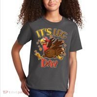 Funny Thanksgiving It's Leg Day Kids T-Shirt thumb 2