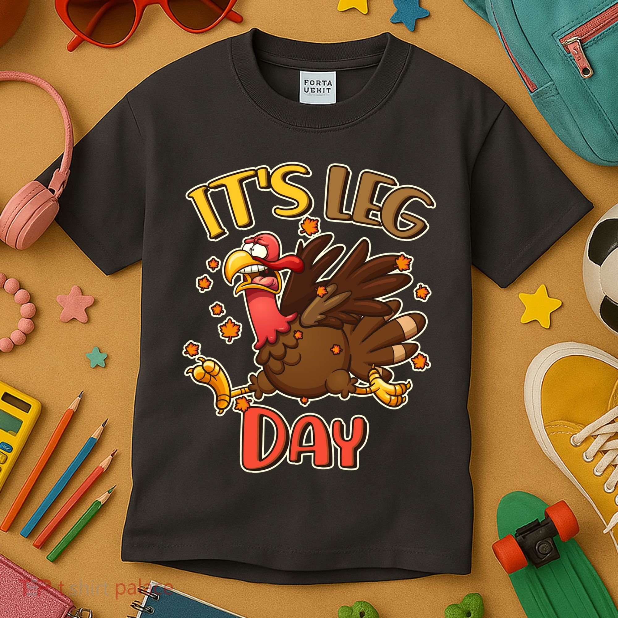Funny Thanksgiving It's Leg Day Kids T-Shirt