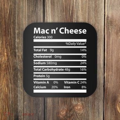 Funny Thanksgiving Mac N Cheese Nutrients Facts Coaster