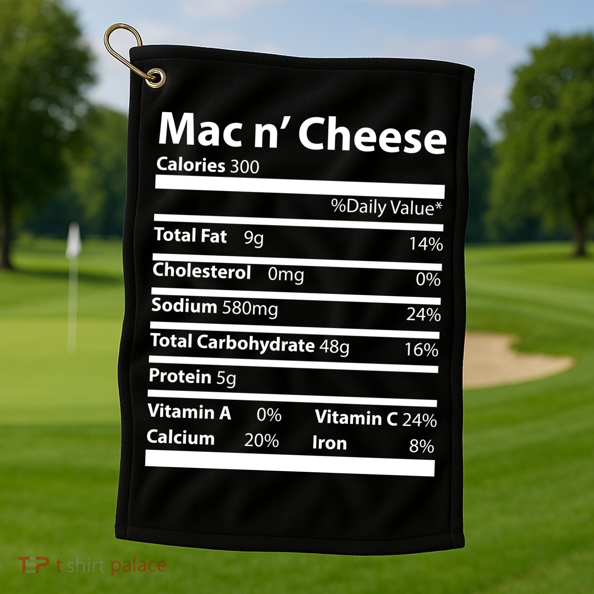 Funny Thanksgiving Mac N Cheese Nutrients Facts Golf Towel