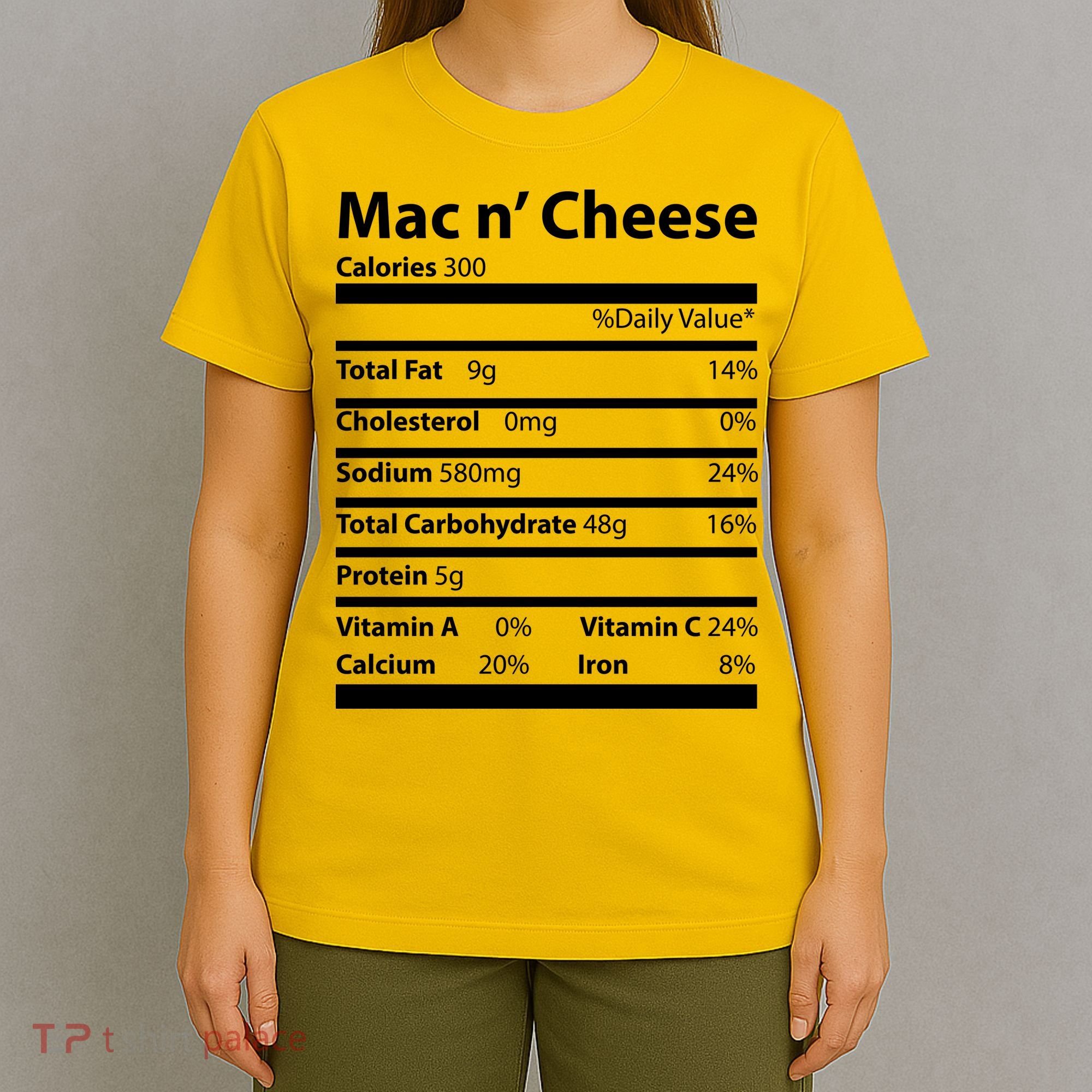 Funny Thanksgiving Mac N Cheese Nutrients Facts T-Shirt