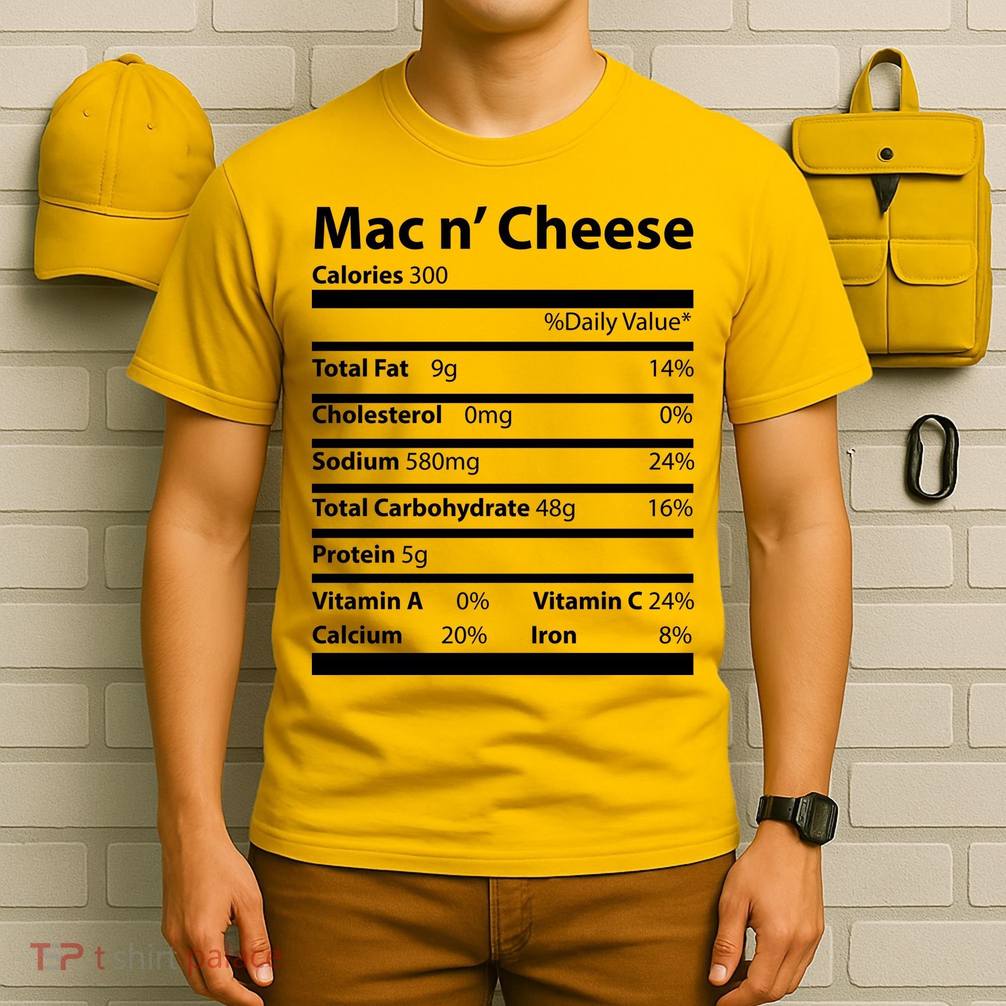 Funny Thanksgiving Mac N Cheese Nutrients Facts T-Shirt