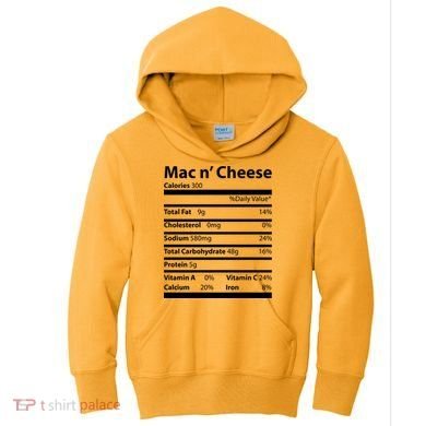 Funny Thanksgiving Mac N Cheese Nutrients Facts Kids Hoodie