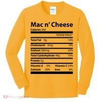 Funny Thanksgiving Mac N Cheese Nutrients Facts Kids Long Sleeve Shirt thumb 0