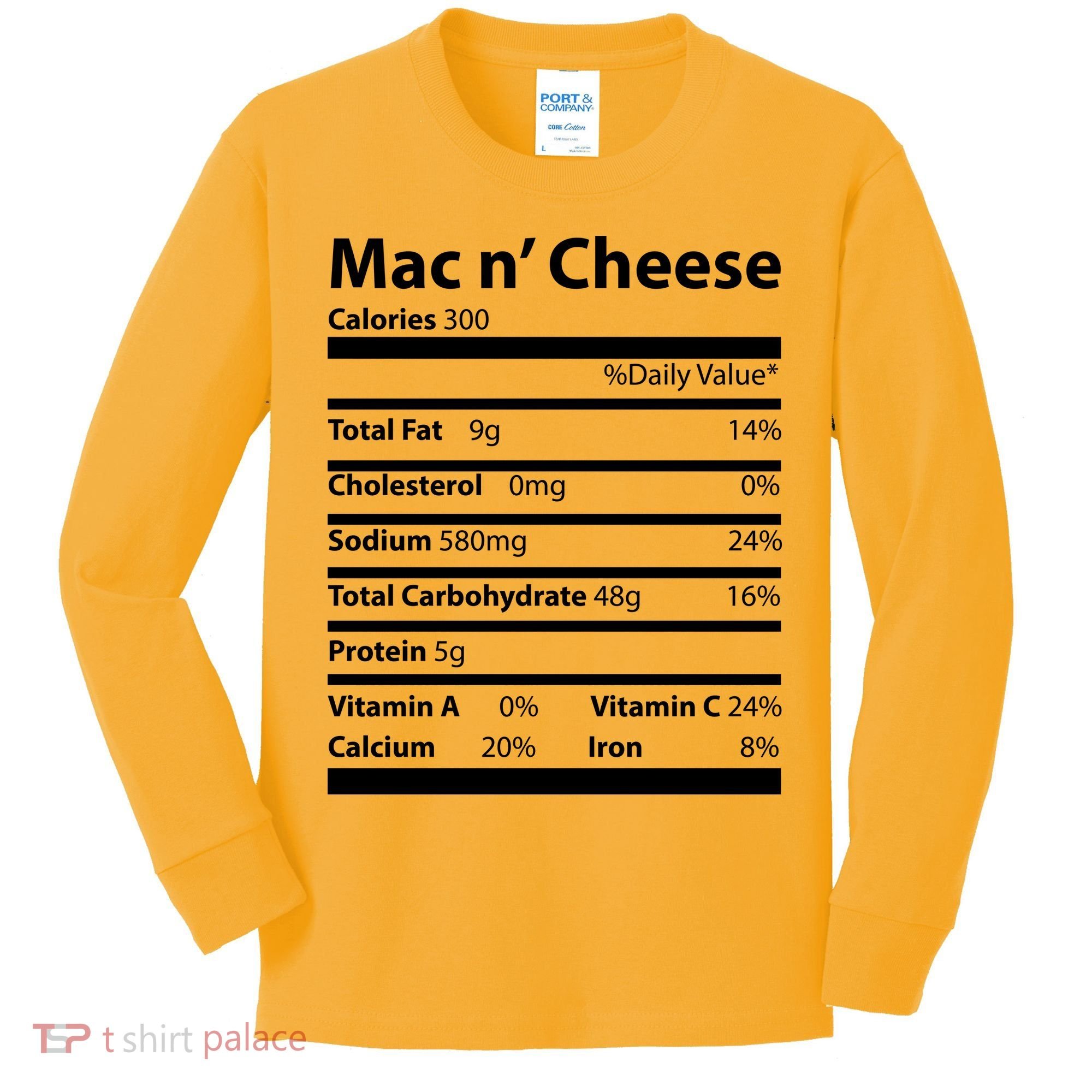 Funny Thanksgiving Mac N Cheese Nutrients Facts Kids Long Sleeve Shirt
