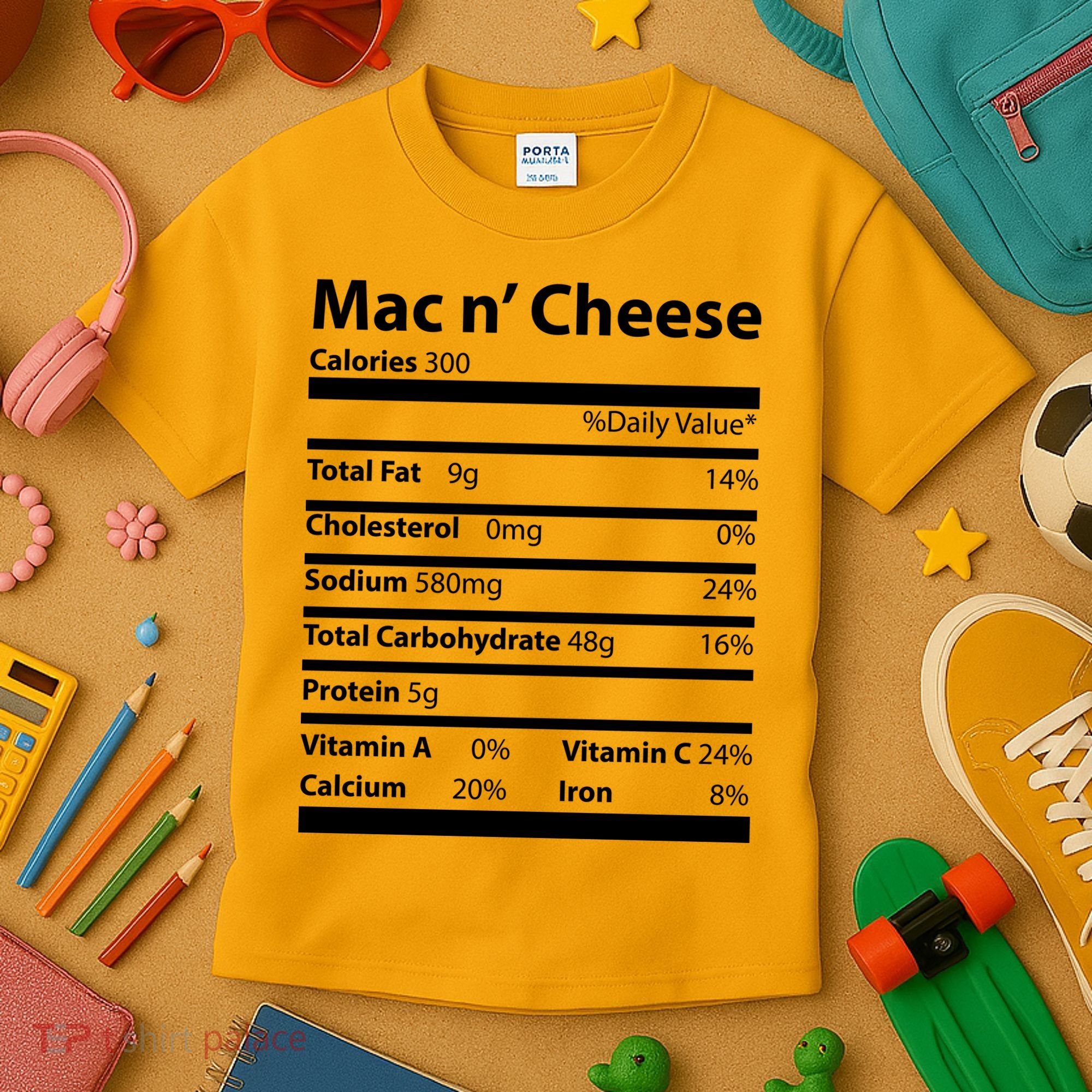 Funny Thanksgiving Mac N Cheese Nutrients Facts Kids T-Shirt