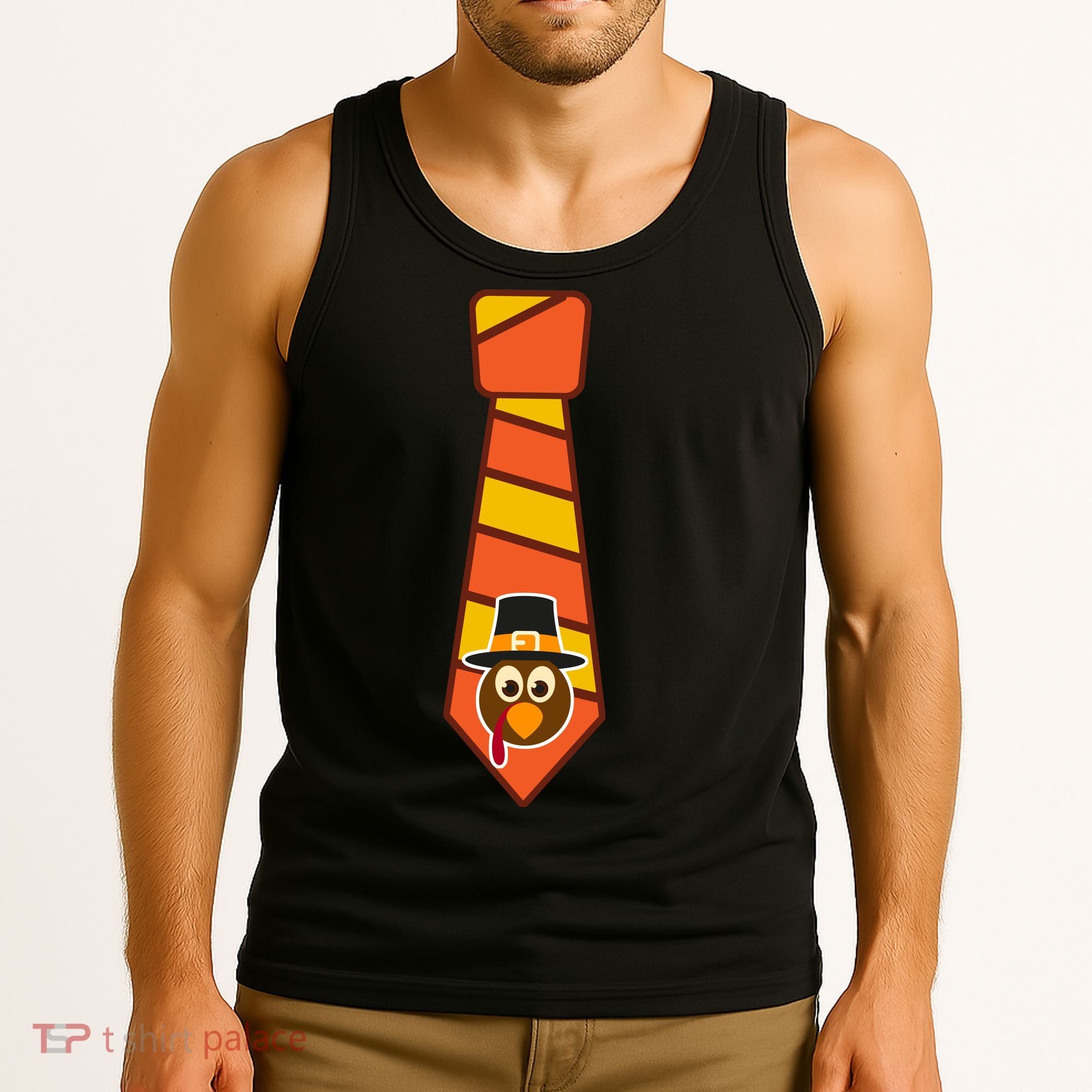 Funny Thanksgiving Tie Turkey Tank Top