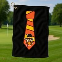 Funny Thanksgiving Tie Turkey Golf Towel thumb 1