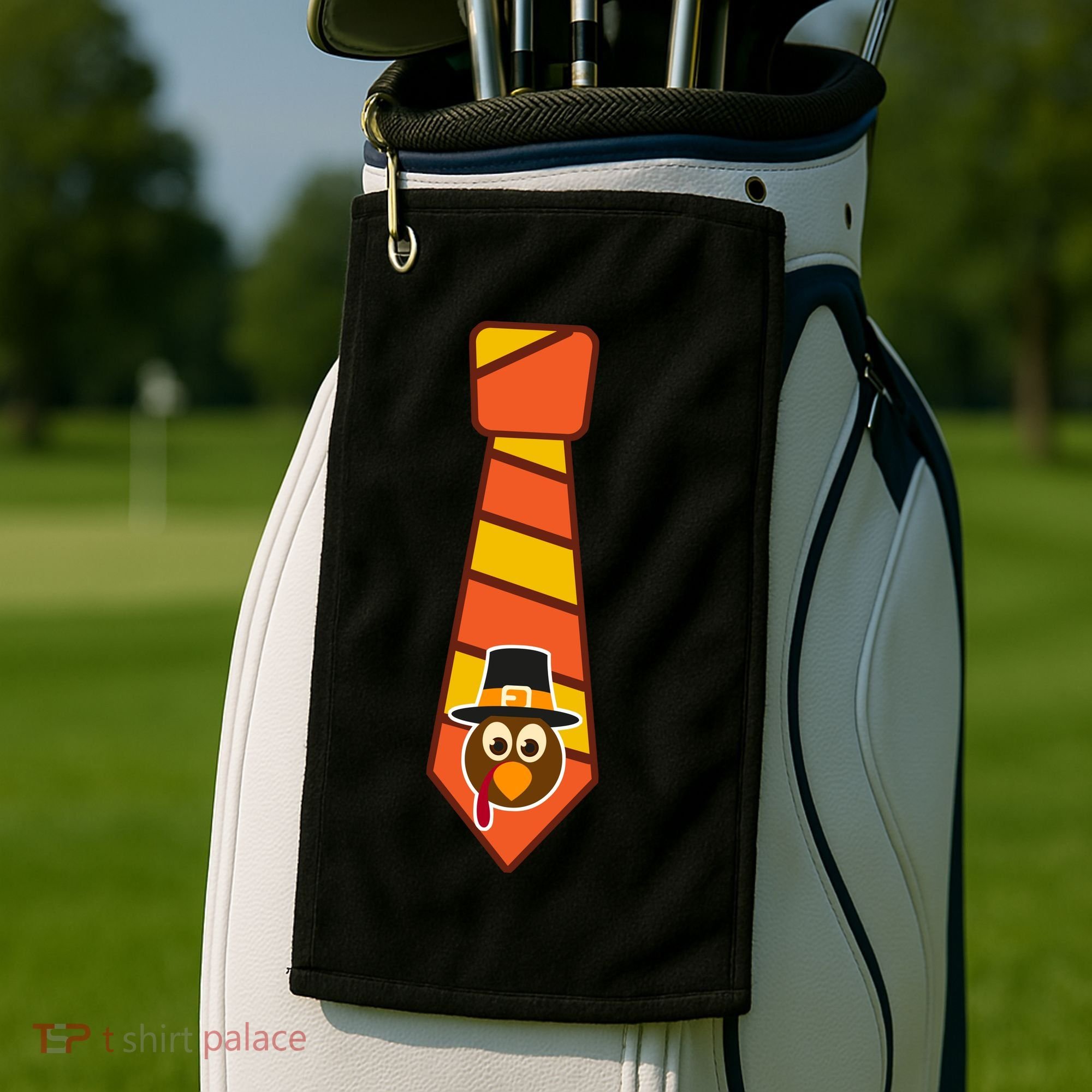 Funny Thanksgiving Tie Turkey Golf Towel