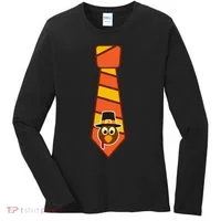 Funny Thanksgiving Tie Turkey Women's Long Sleeve Shirt thumb 0