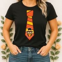 Funny Thanksgiving Tie Turkey Women's T-Shirt thumb 2
