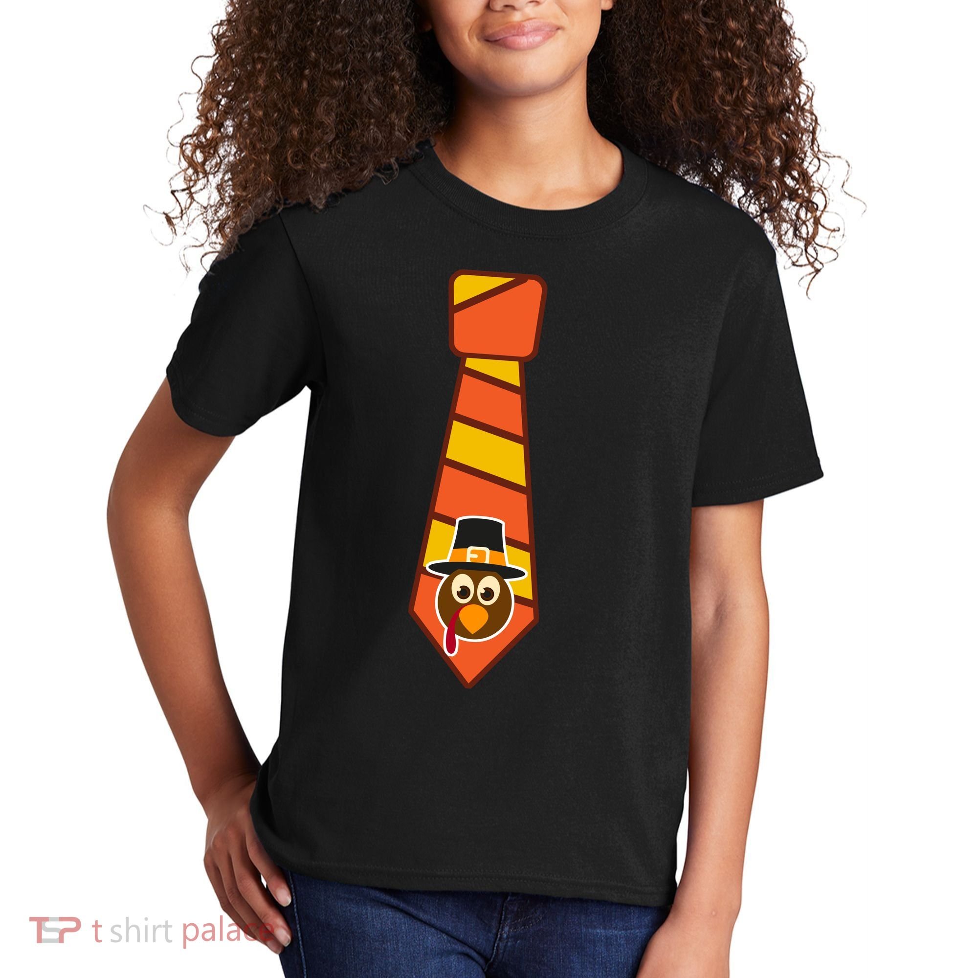 Funny Thanksgiving Tie Turkey Kids T-Shirt