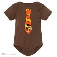 Funny Thanksgiving Tie Turkey Baby Bodysuit thumb 0