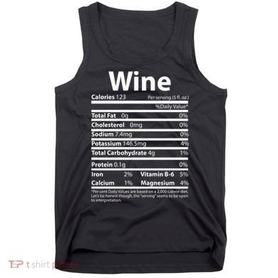 Funny Thanksgiving Wine Nutritional Values Tank Top