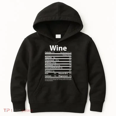 Funny Thanksgiving Wine Nutritional Values Kids Hoodie