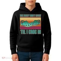 Funny The Party Don't Start 'Til I Croc In Kids Hoodie thumb 4