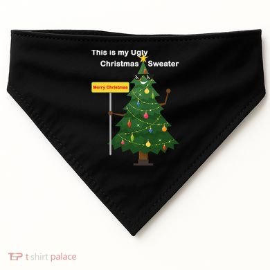 Funny This Is My Ugly Christmas Sweater USA-Made Doggie Bandana