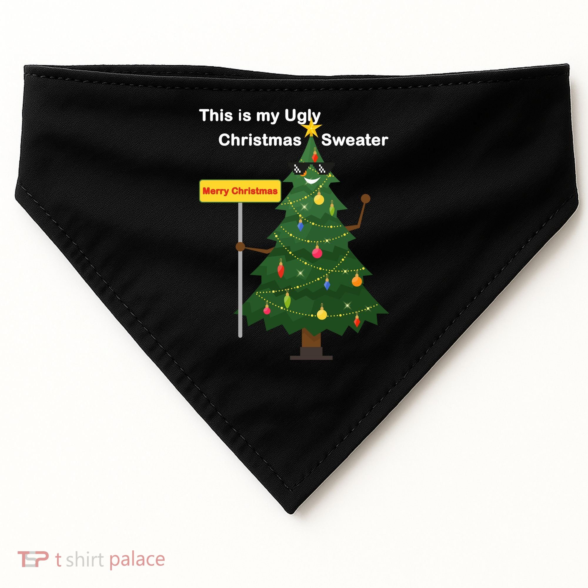 Funny This Is My Ugly Christmas Sweater USA-Made Doggie Bandana