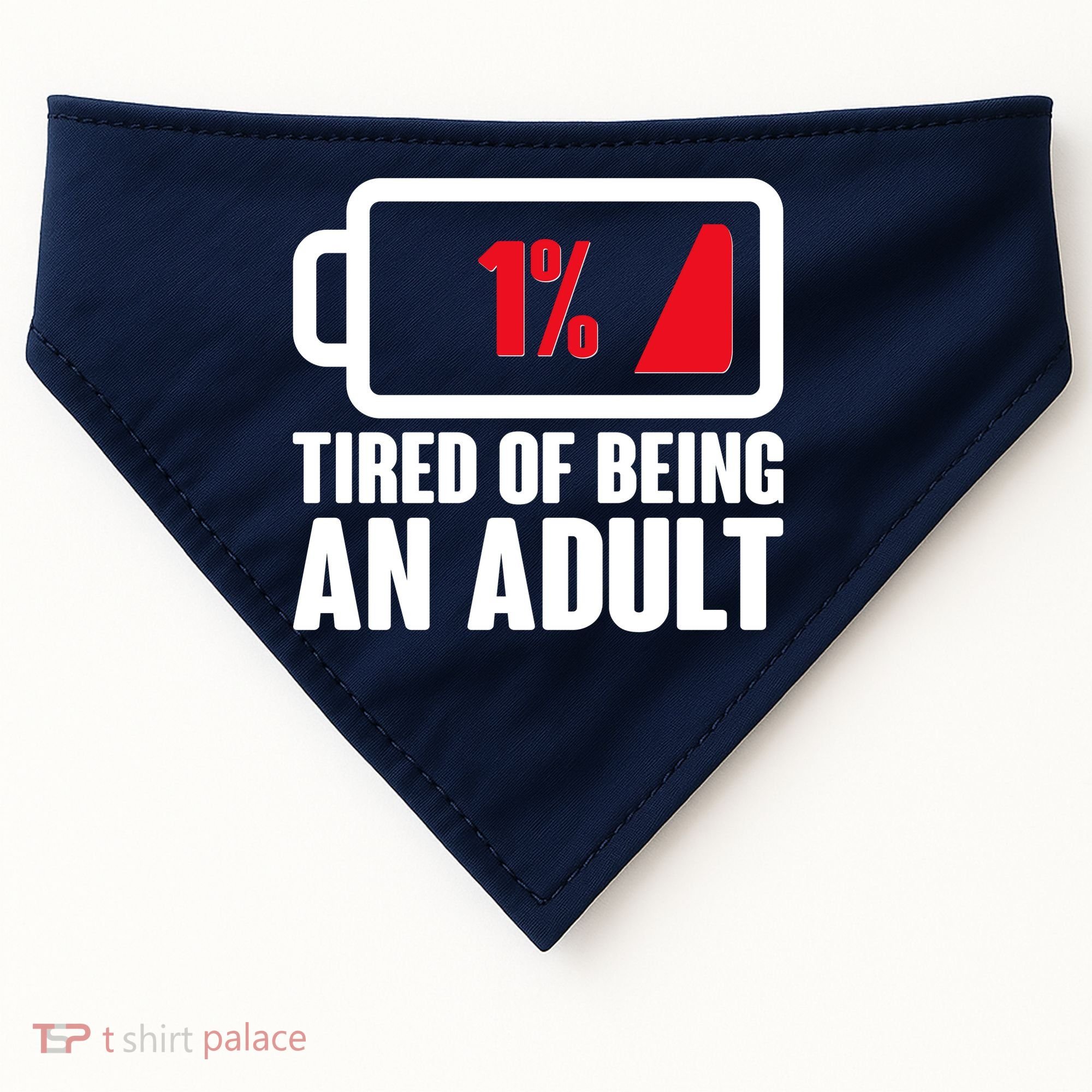 Funny Tired of Being An Adult Low Battery USA-Made Doggie Bandana