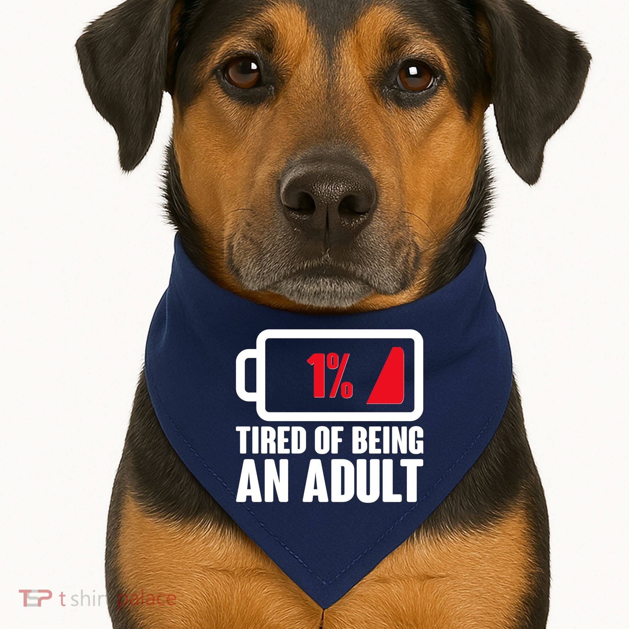 Funny Tired of Being An Adult Low Battery USA-Made Doggie Bandana