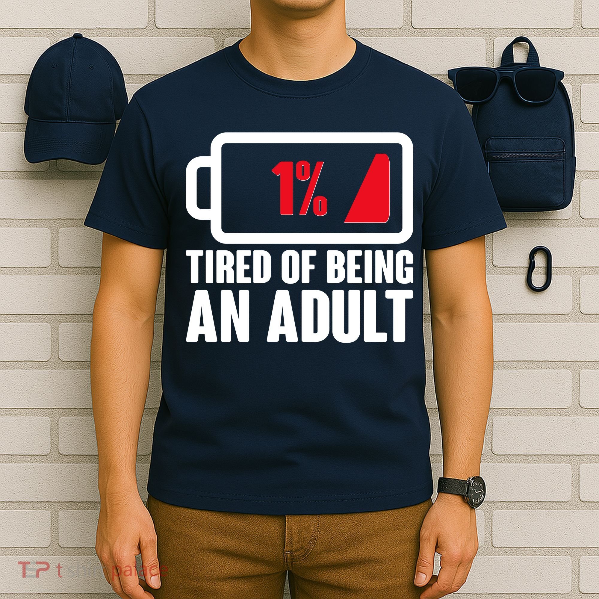Funny Tired of Being An Adult Low Battery T-Shirt