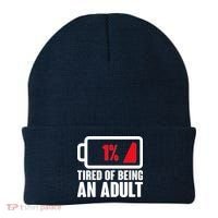 Funny Tired of Being An Adult Low Battery Beanie thumb 0