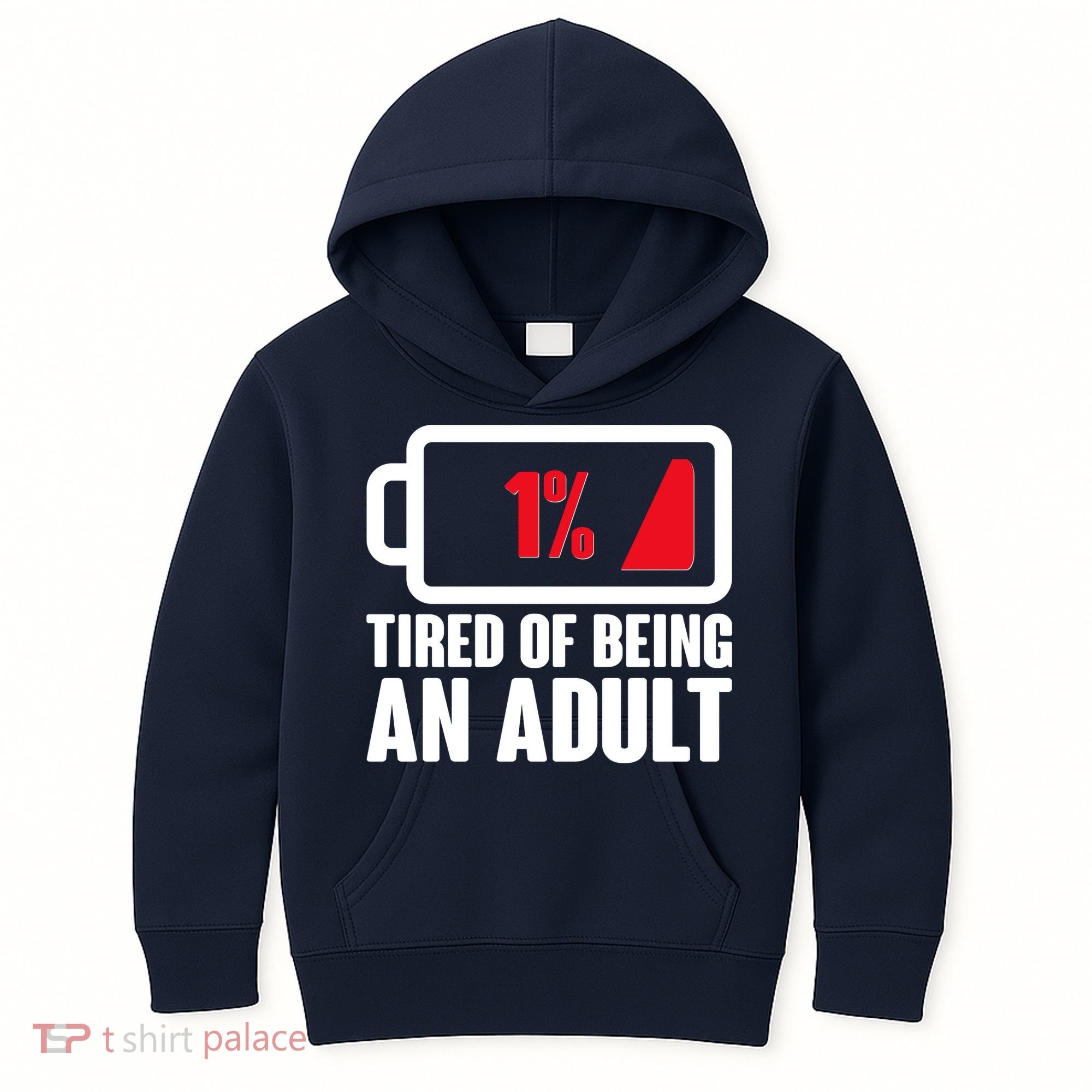 Funny Tired of Being An Adult Low Battery Kids Hoodie