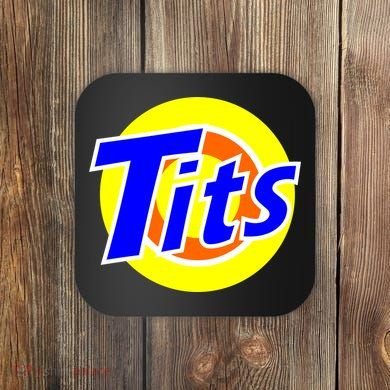 Funny Tits Logo Coaster
