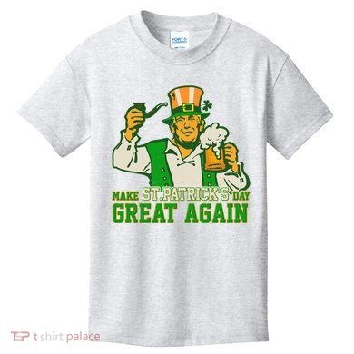 Funny Trump Make St Patrick's Day Great Again Kids T-Shirt