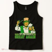 Funny Trump Make St Patrick's Day Great Again Tank Top thumb 2