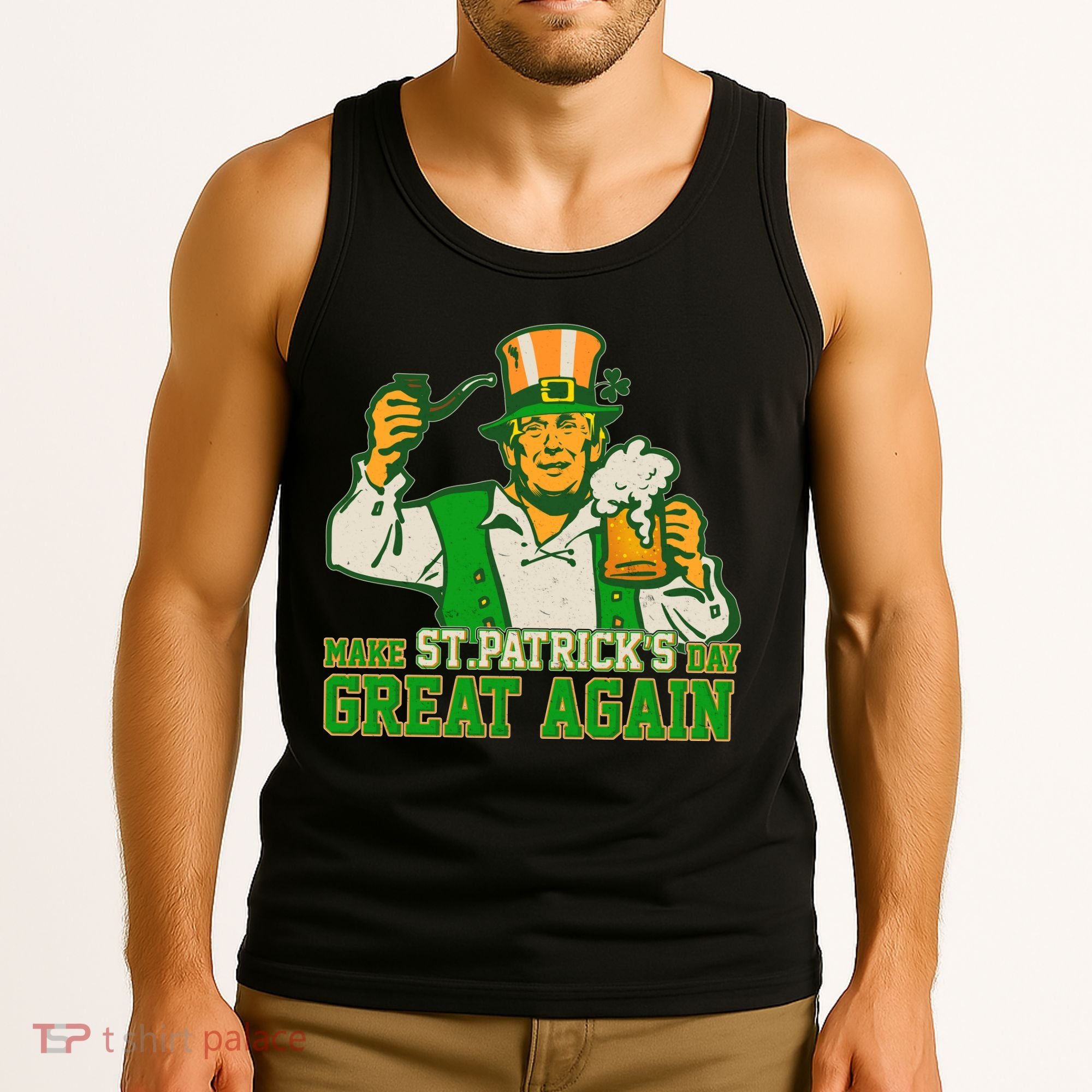 Funny Trump Make St Patrick's Day Great Again Tank Top