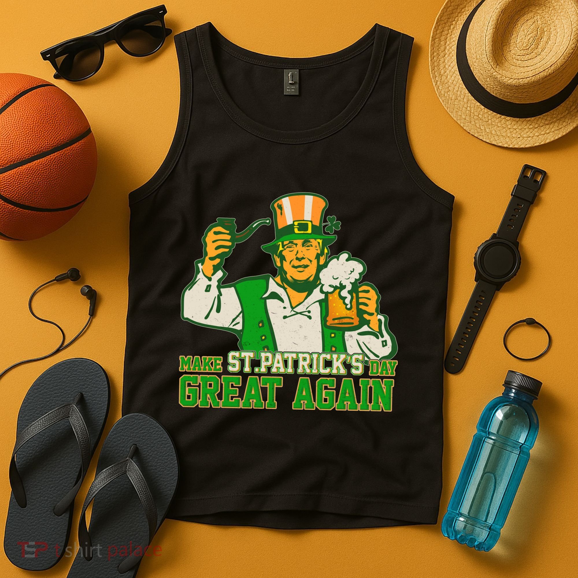 Funny Trump Make St Patrick's Day Great Again Tank Top