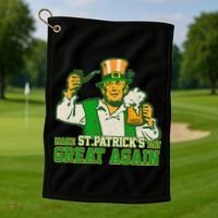Funny Trump Make St Patrick's Day Great Again Golf Towel thumb 1