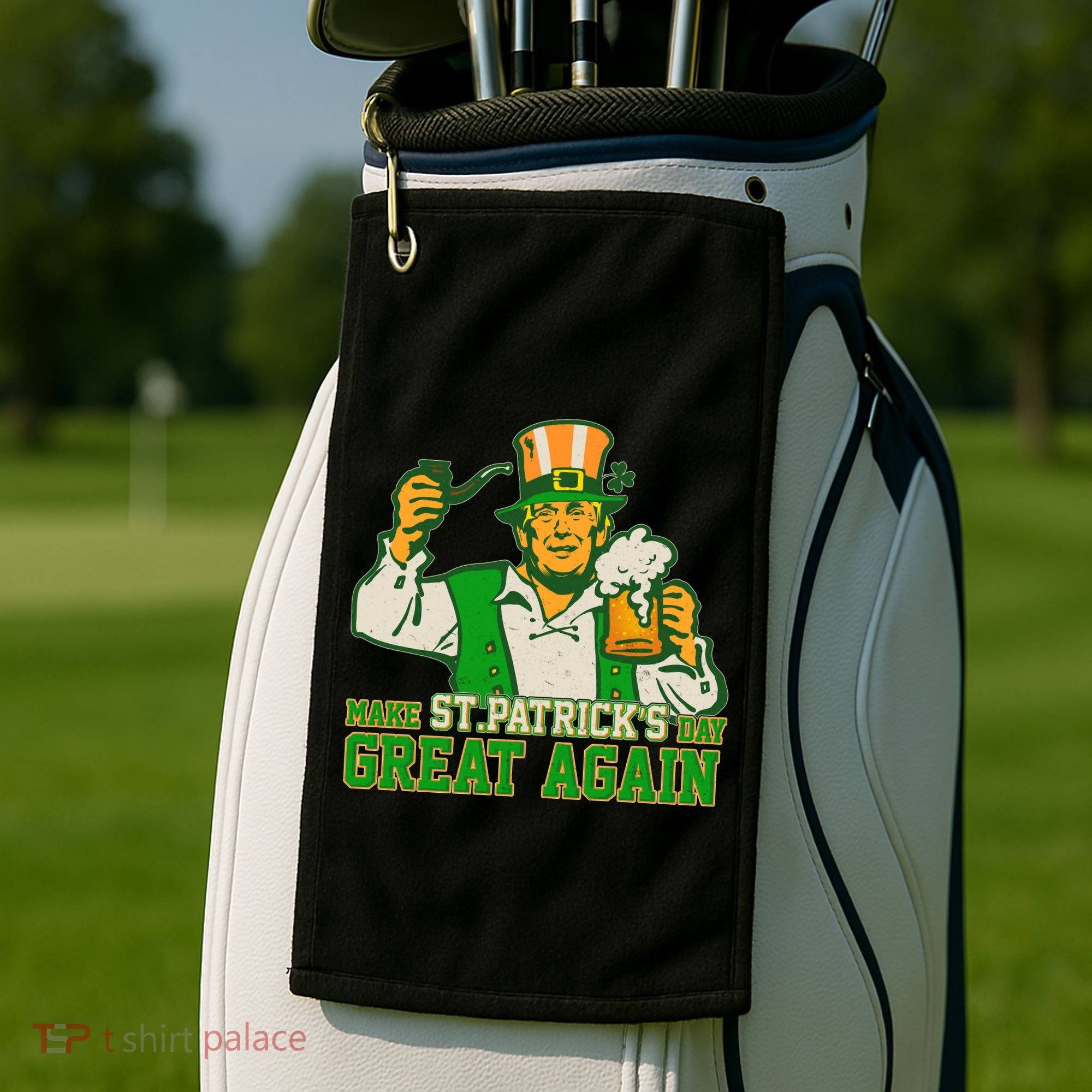 Funny Trump Make St Patrick's Day Great Again Golf Towel