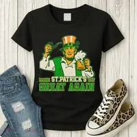 Funny Trump Make St Patrick's Day Great Again Women's T-Shirt thumb 3