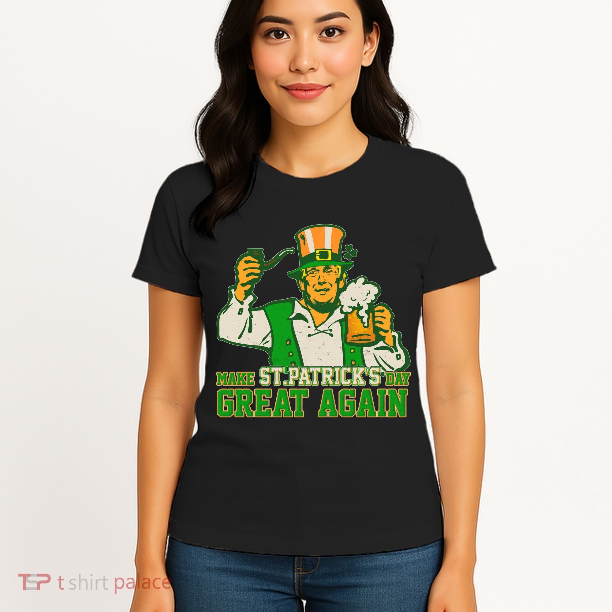 Funny Trump Make St Patrick's Day Great Again Women's T-Shirt