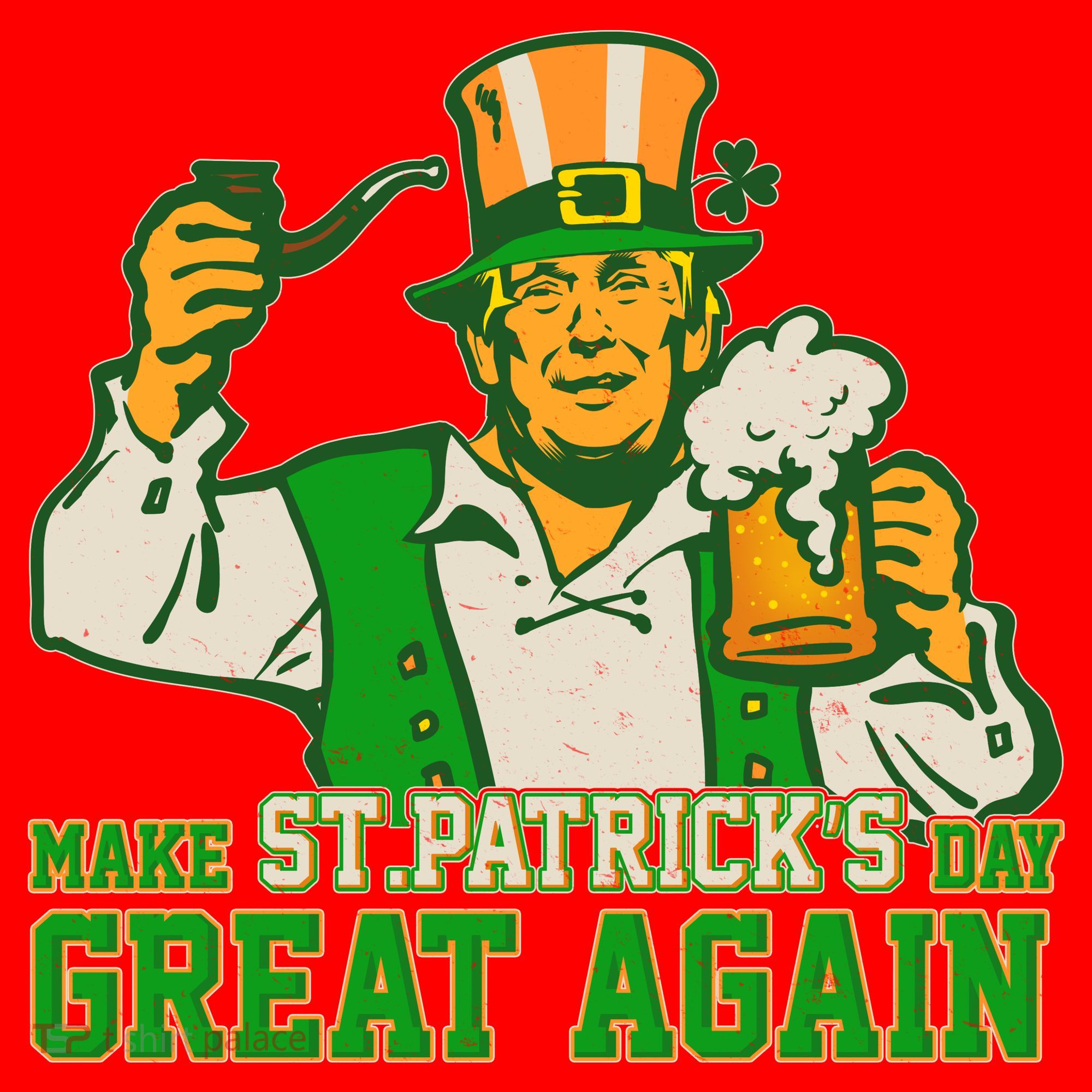 Funny Trump Make St Patrick's Day Great Again Santa Hat
