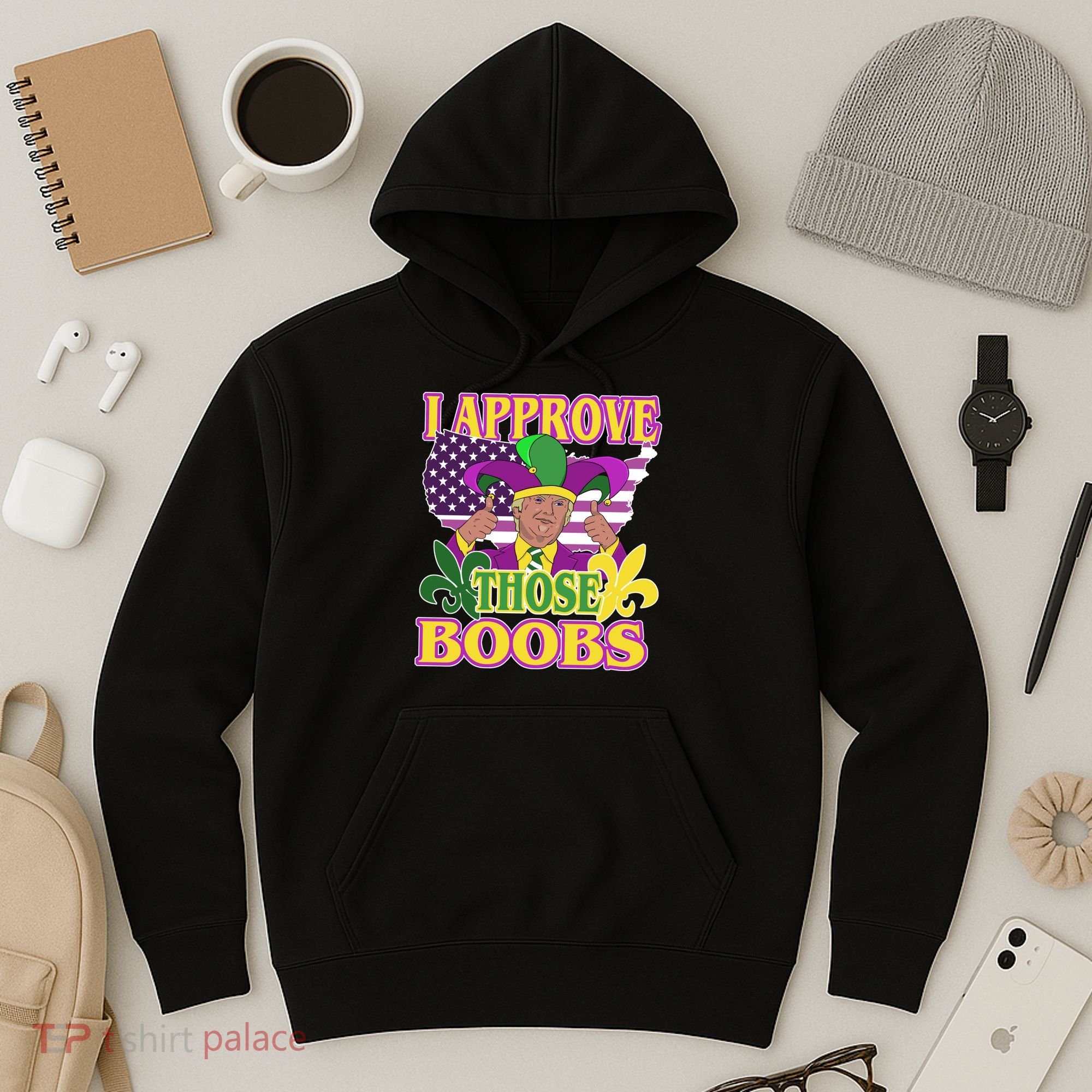 Funny Trump Mardi Gras Boobs Hoodie