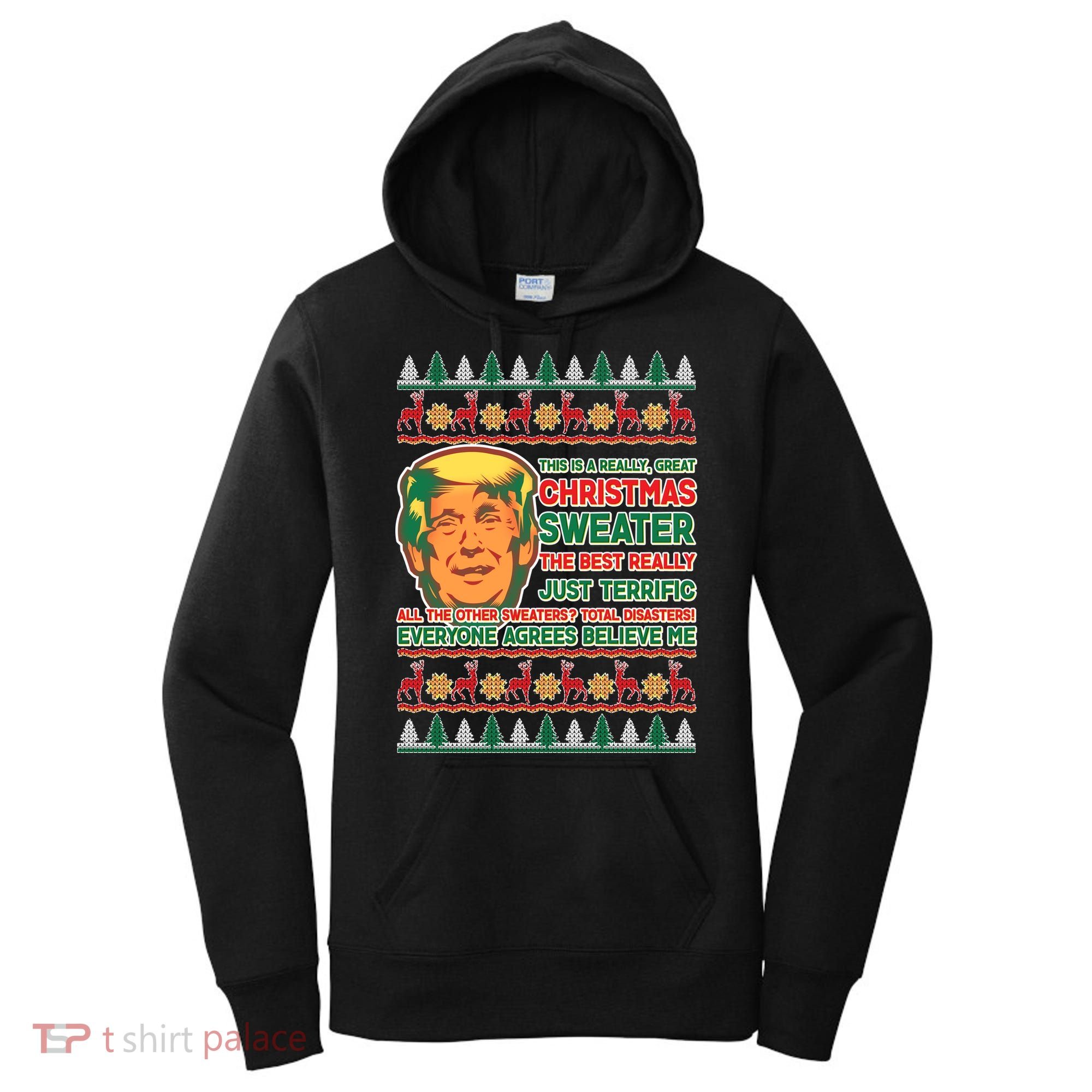 Funny Trump Ugly Christmas Sweater Women's Hoodie