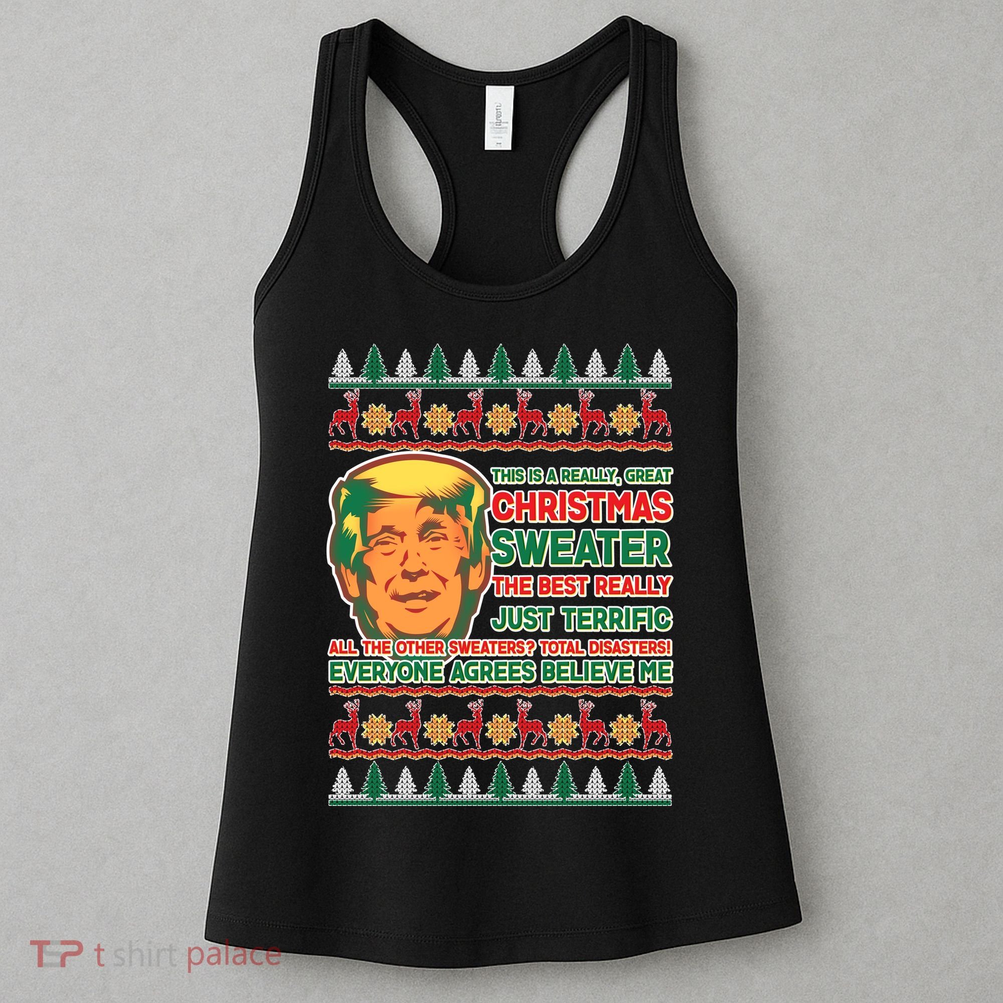 Funny Trump Ugly Christmas Sweater Women's Tank Top