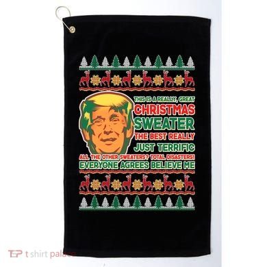 Funny Trump Ugly Christmas Sweater Golf Towel